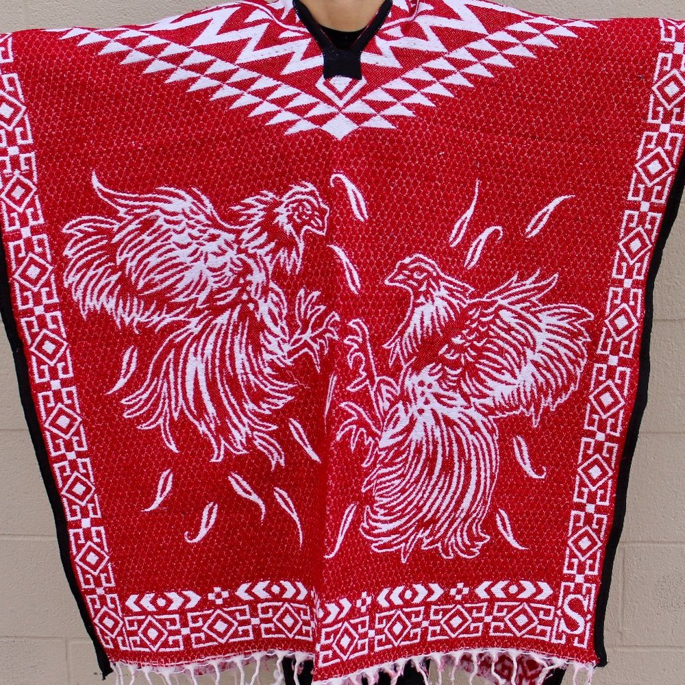 Gallos poncho Rooster Poncho Gaban Poncho jorongo Red